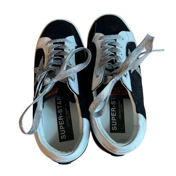 Golden Goose Women's Super Star Suede Silver Sparkle Sneakers + Bags Size 39 - Picture 6 of 14